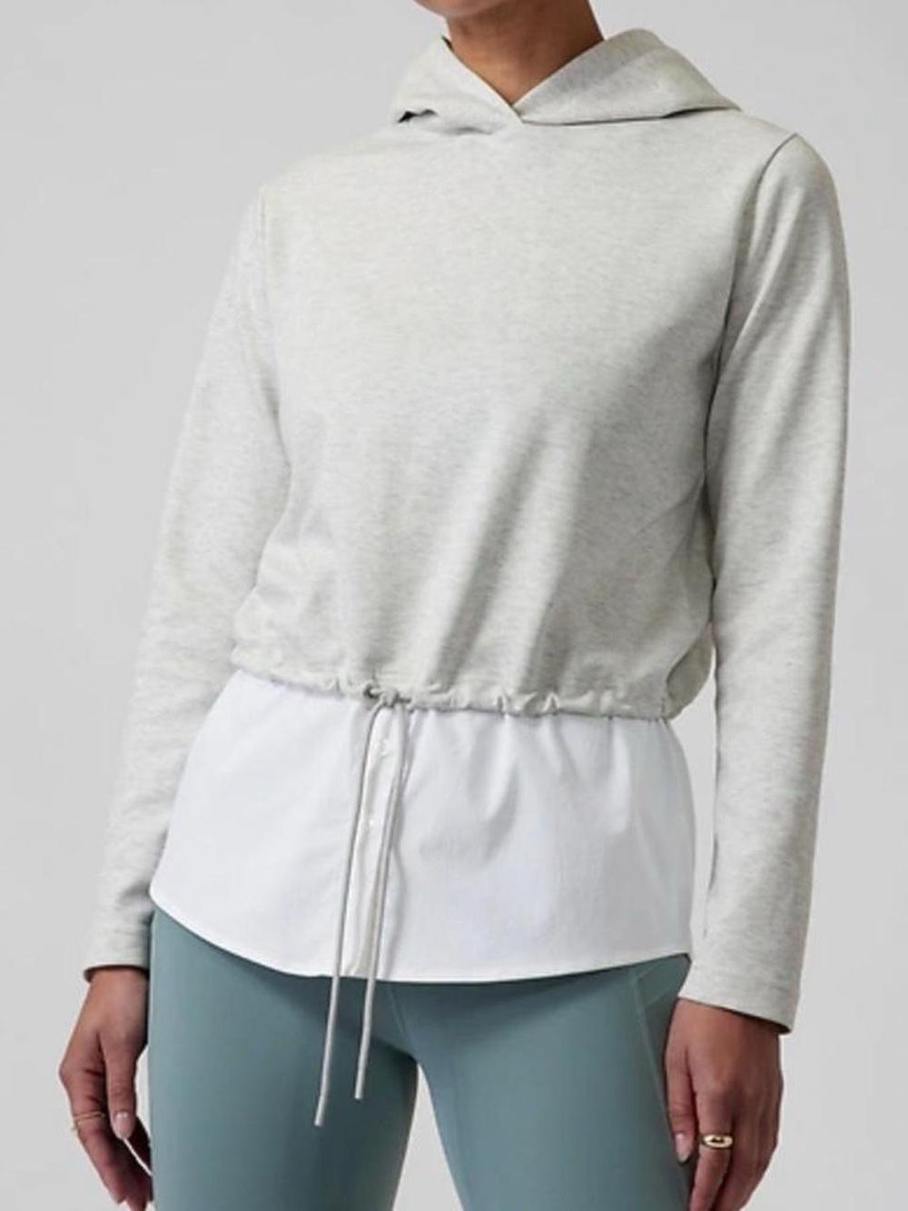 Athleta Top Shirt Gallery Layered Hoodie Pullover